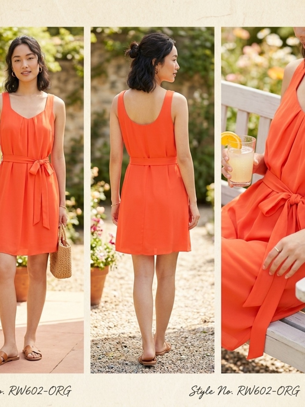 RW&CO.  Coral orange sleeveless LINED Dress—-Medium A++